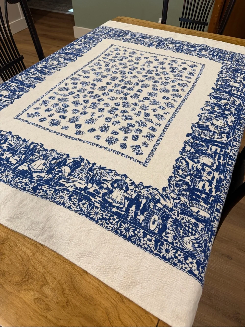 Blue & White Vintage Tablecloth